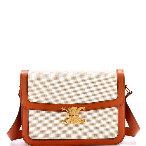 CELINE Triomphe Shoulder Bag Canvas with Leather Medium