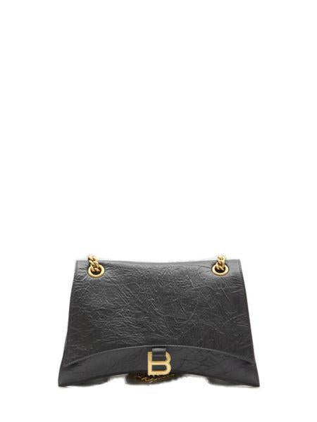 Balenciaga Women's Crush Chain M Bag in Black | 785602 Color 210IT Color 1000