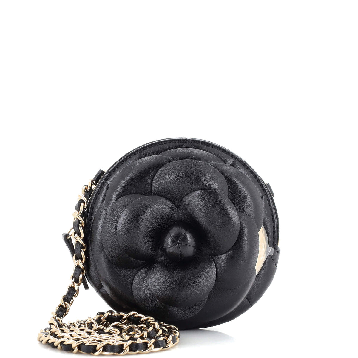 Chanel CHANEL Camellia Round Clutch with Chain Lambskin