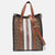 Black/Brown TB Monogram Coated Canvas and Leather Stripe Portrait Tote