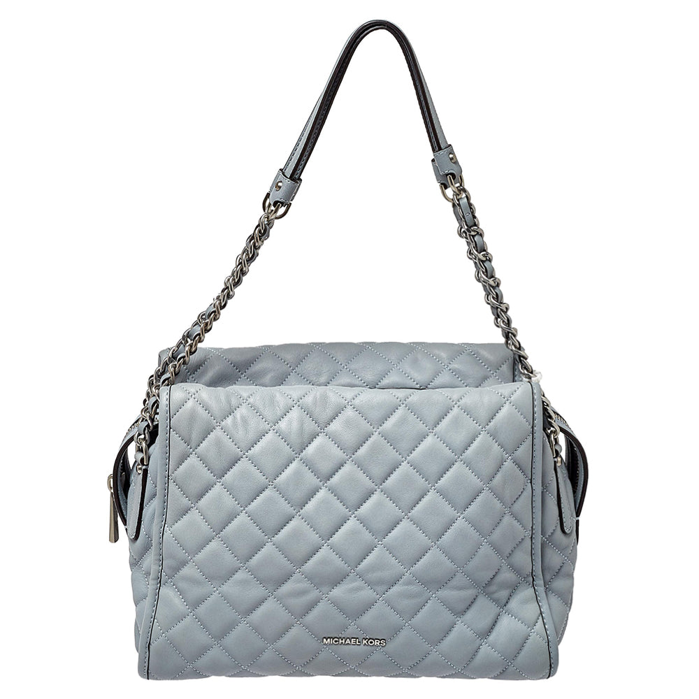 Michael Kors Blue Quilted Leather XL Rachel Satchel