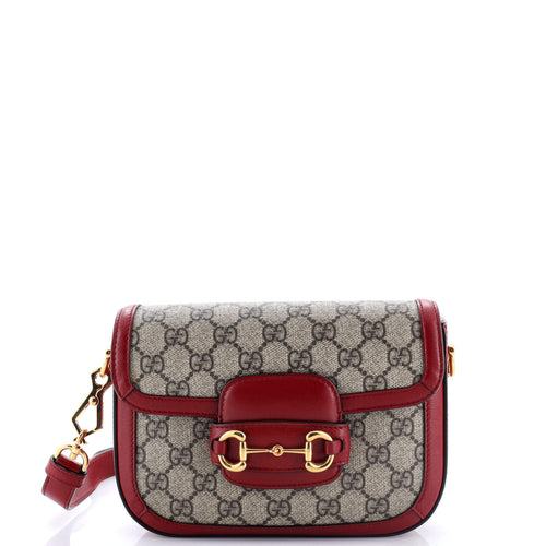 GUCCI Horsebit 1955 Shoulder Bag GG Coated Canvas with Leather Mini