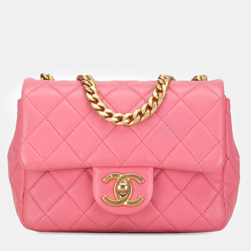 Mini Square Lambskin Pearl Samba Flap