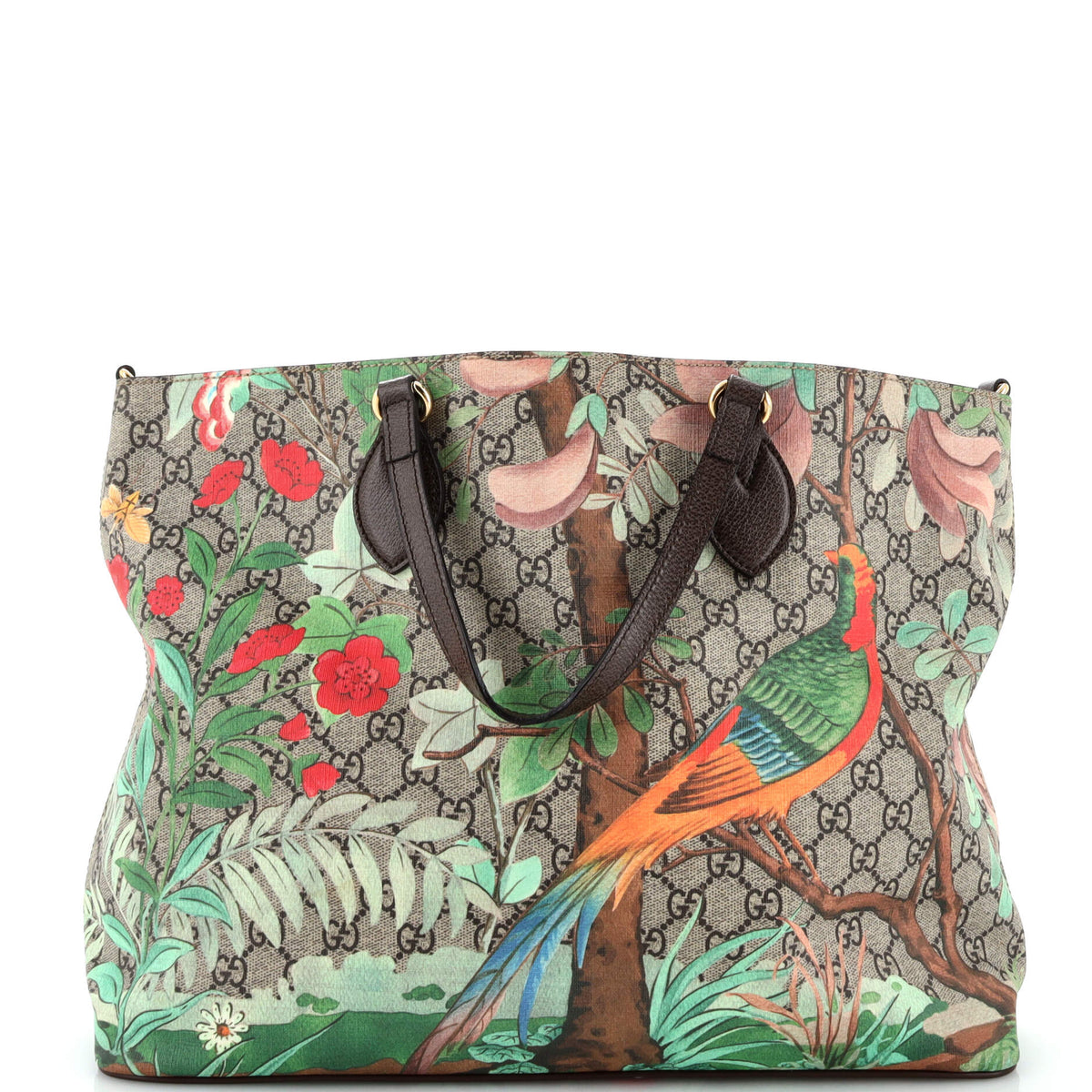 Gucci GUCCI Convertible Soft Tote Tian Print GG Coated Canvas Medium