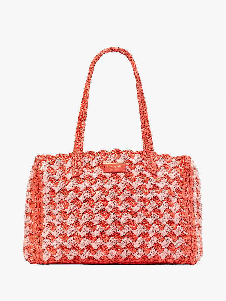 Kate Spade Au High Tide Striped Crochet Raffia Medium Tote