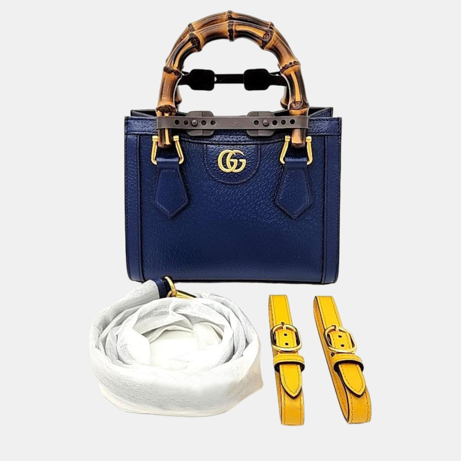 Gucci Kleine Tragetasche Diana aus blauem Leder