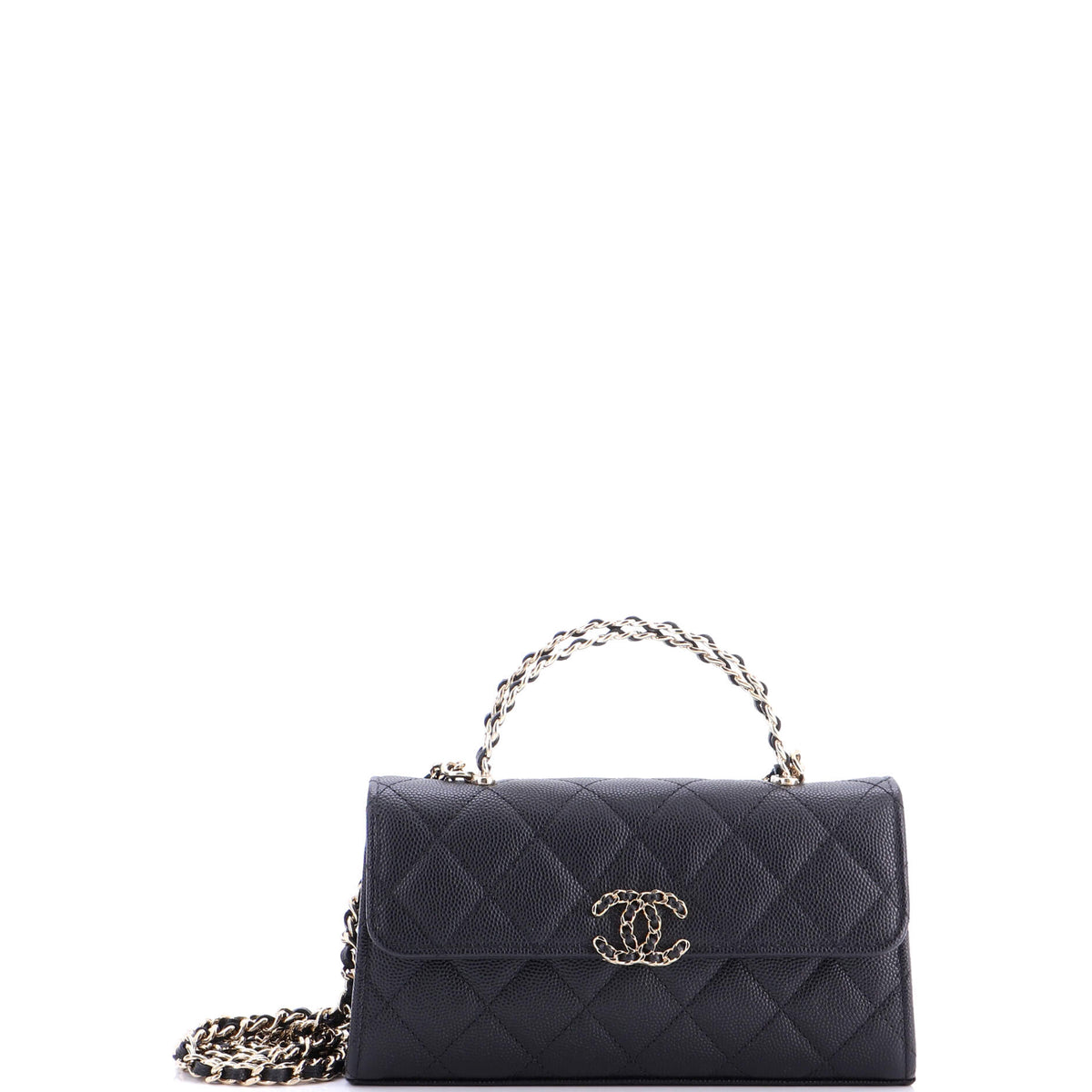 Chanel CHANEL Top Handle Phone Holder with Chain Quilted Caviar