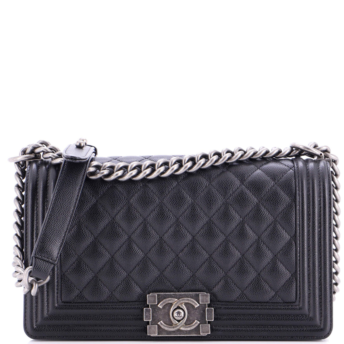 Chanel CHANEL Boy Flap Bag Quilted Caviar Old Medium