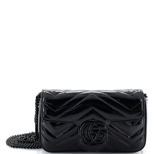 GUCCI GG Marmont Shoulder Bag Matelasse Patent Super Mini