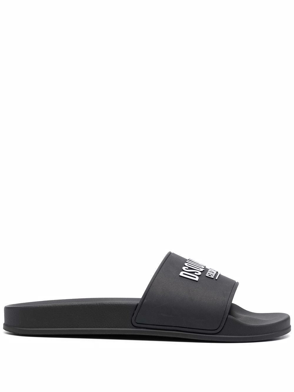 Men's Logo Detail Rubber Slides in Black | Size 41 | FFM002317205014 Color 2124