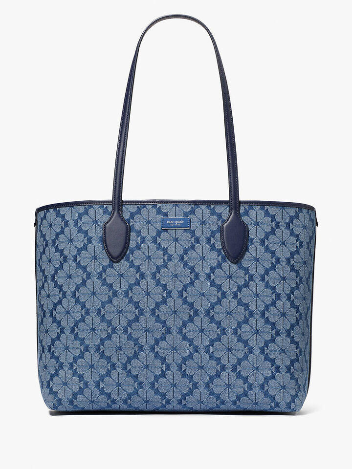 Kate Spade Au Spade Flower Jacquard Denim Bleecker Large Tote