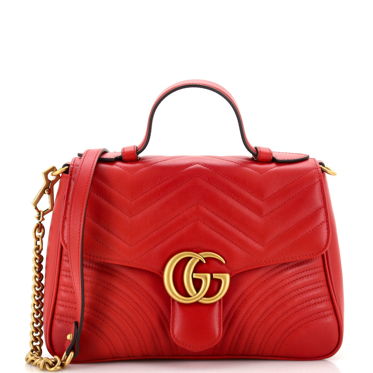 Gucci GUCCI GG Marmont Top Handle Flap Bag Matelasse Leather Small
