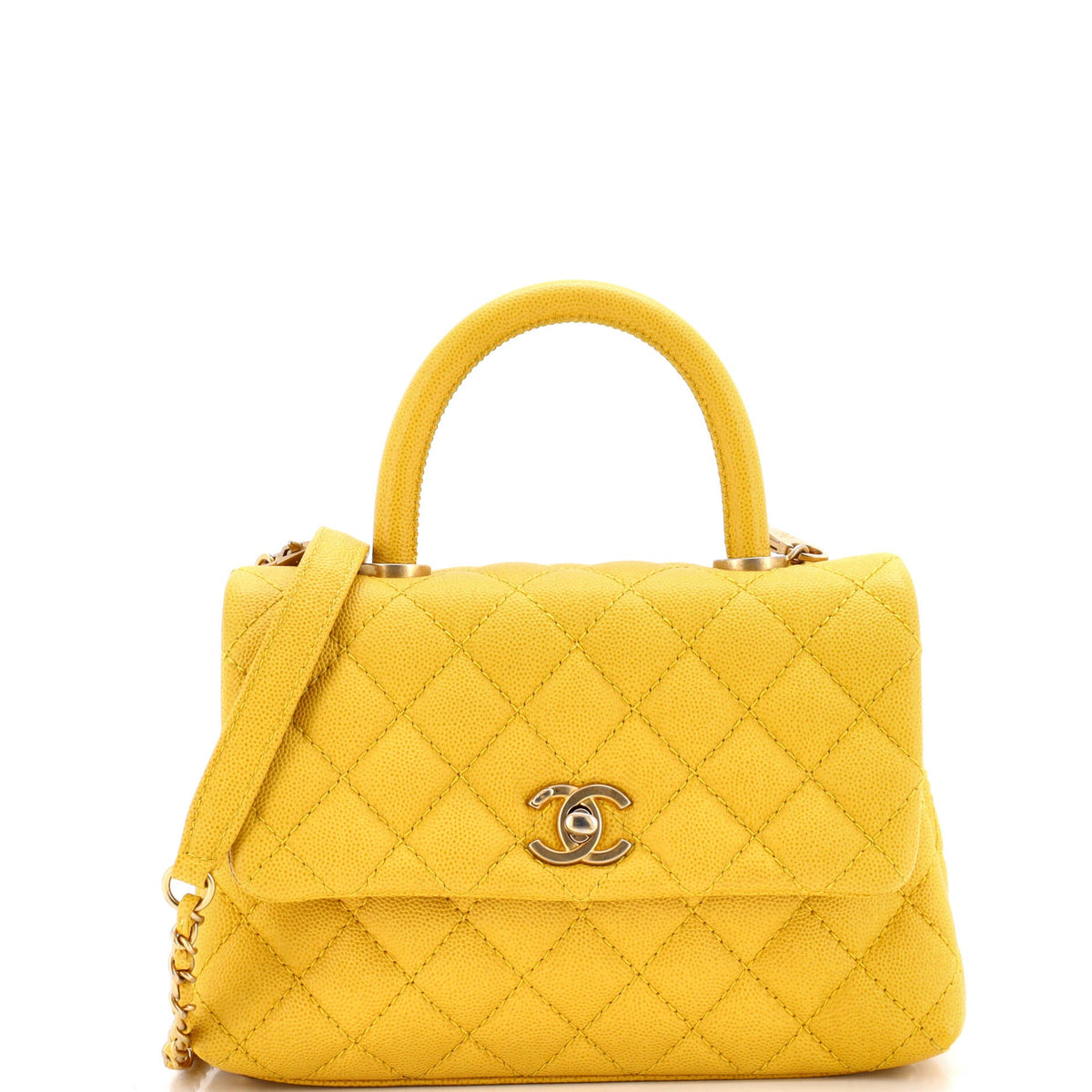 Chanel CHANEL Coco Top Handle Bag Quilted Caviar Mini