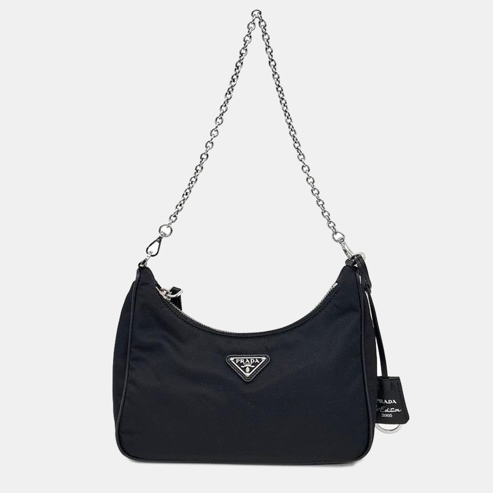 Prada Sac Hobo en Re-Nylon Tesuto avec sangle en chaîne