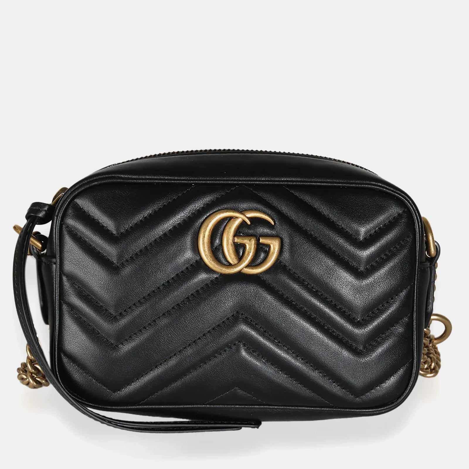 Gucci Sac pour appareil photo Mini GG Marmont en tissu matelassé noir