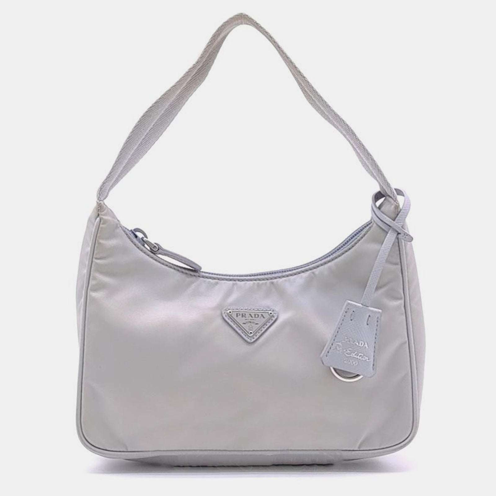 Prada Sac à main Tesuto en nylon recyclé gris