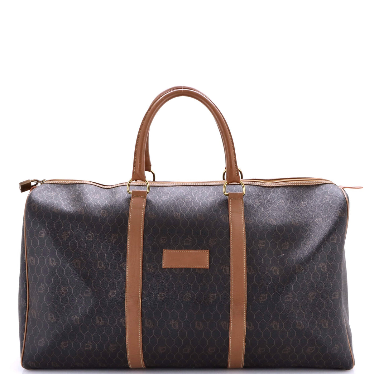 Christian Dior Vintage Duffle Bag Honeycomb Coated Canvas Large