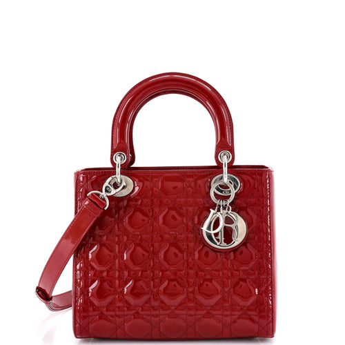 Lady Dior Bag Cannage Quilt Patent Medium