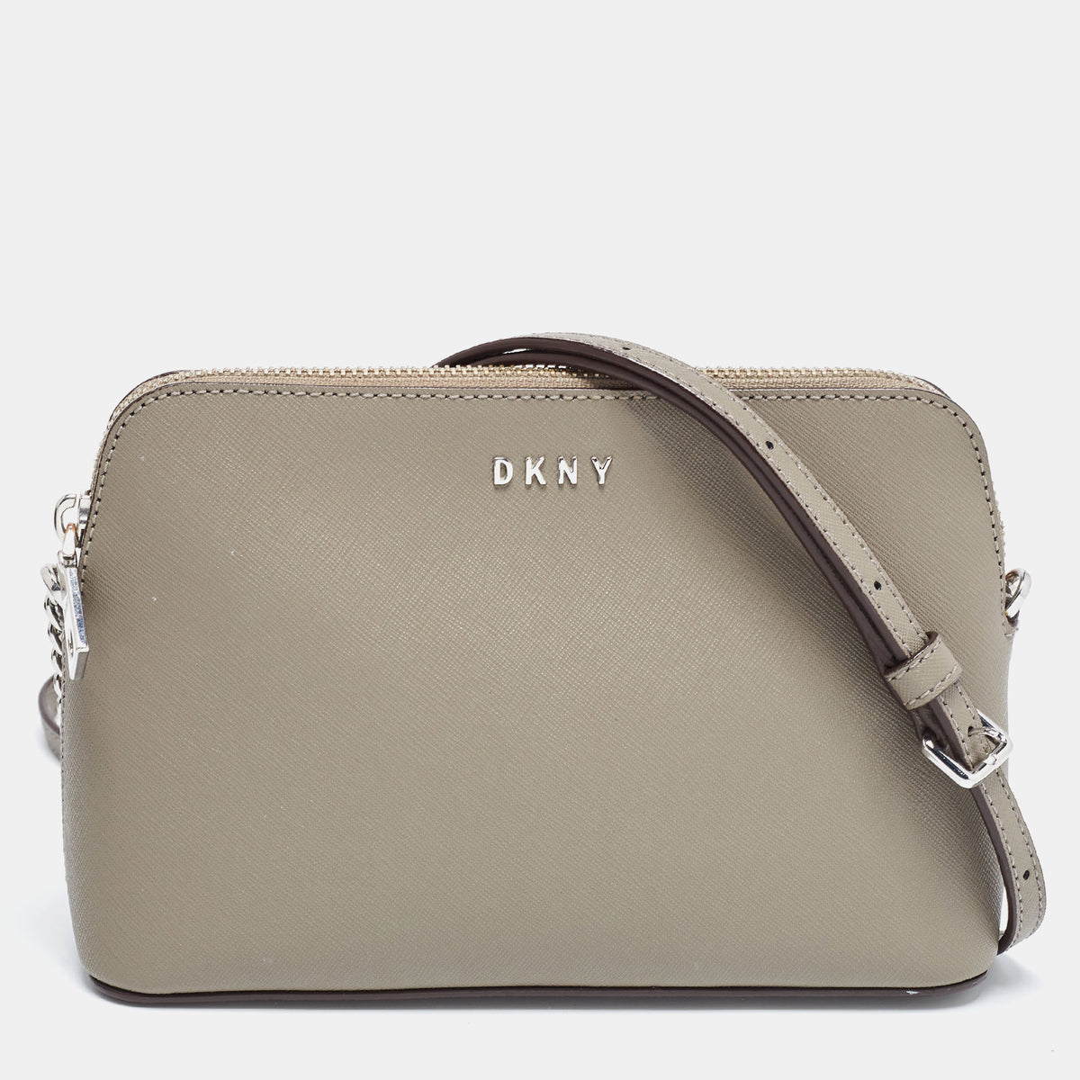 DKNY DKNY Grey Leather Bryant Dome Crossbody Bag