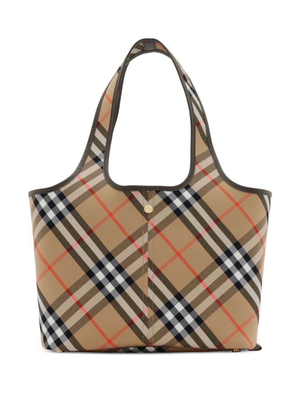 Burberry Women's Small Check Tote Bag in Nude & Neutrals | Size UNICA | 8094685