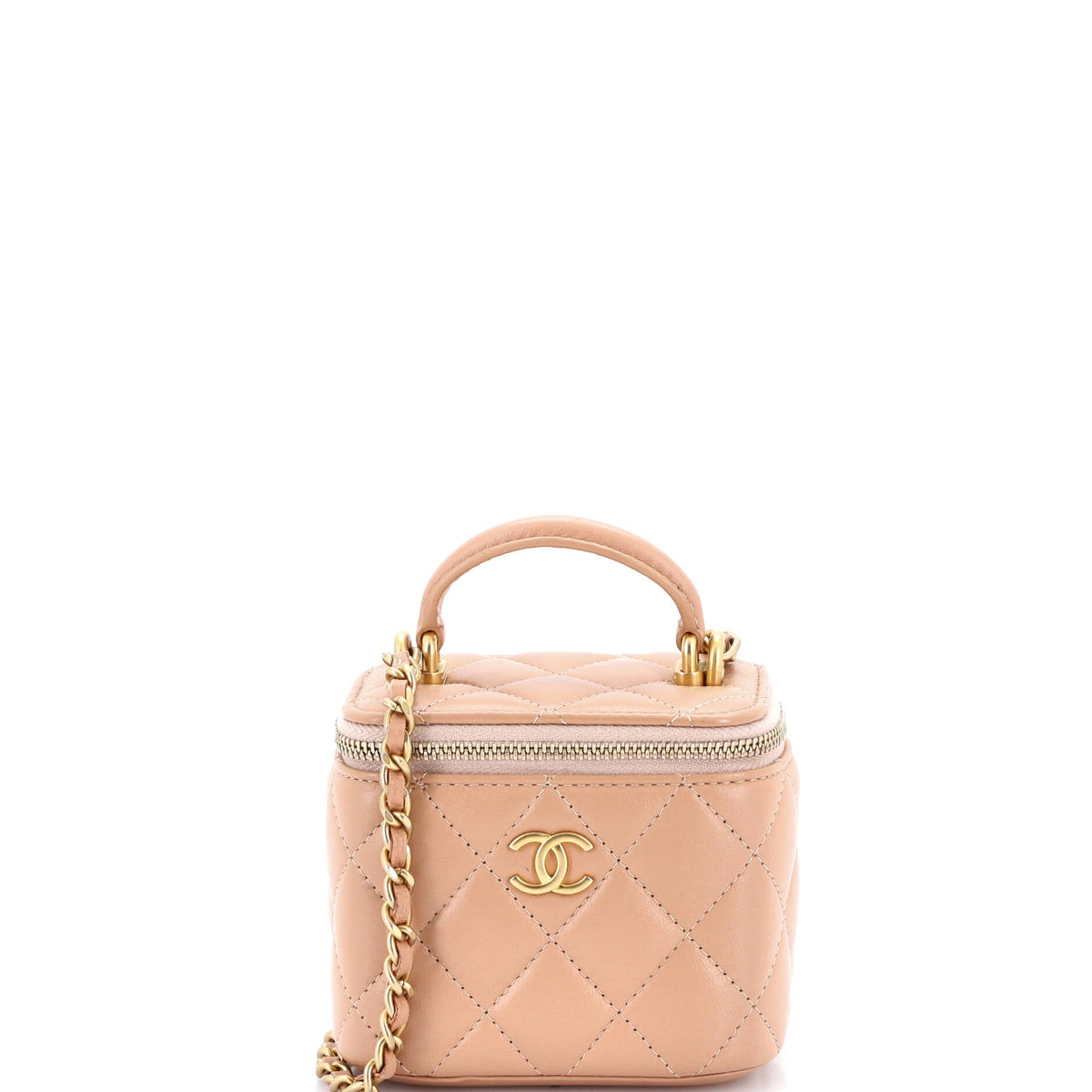 Chanel CHANEL Classic Top Handle Vanity Case with Chain Quilted Lambskin Mini