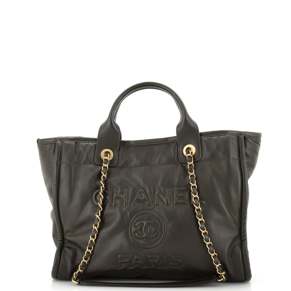 CHANEL Deauville NM Tote Embossed Calfskin Small