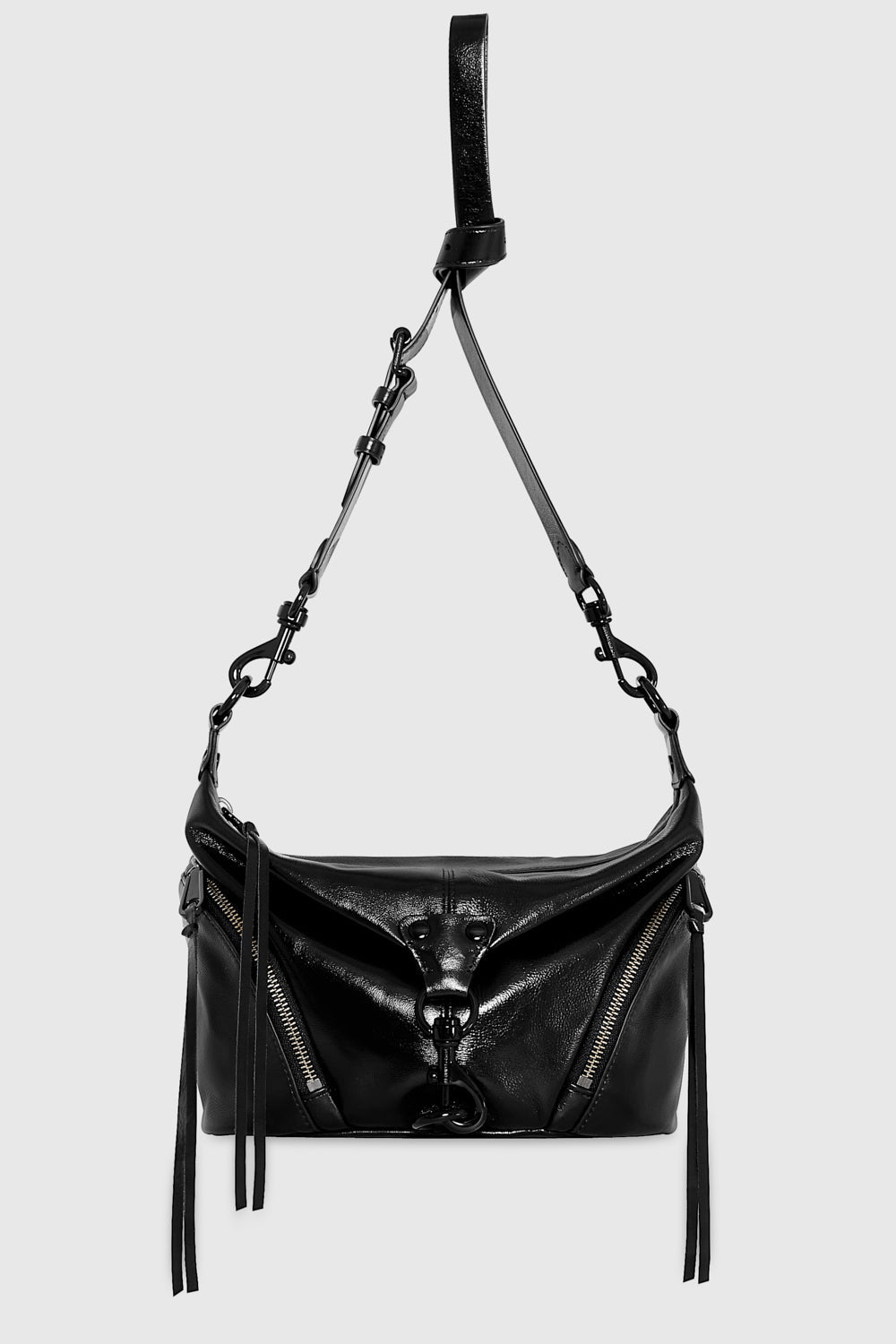 Rebecca Minkoff Kleine Umhängetasche „Julian“ in Schwarz/Schwarz-Schellack