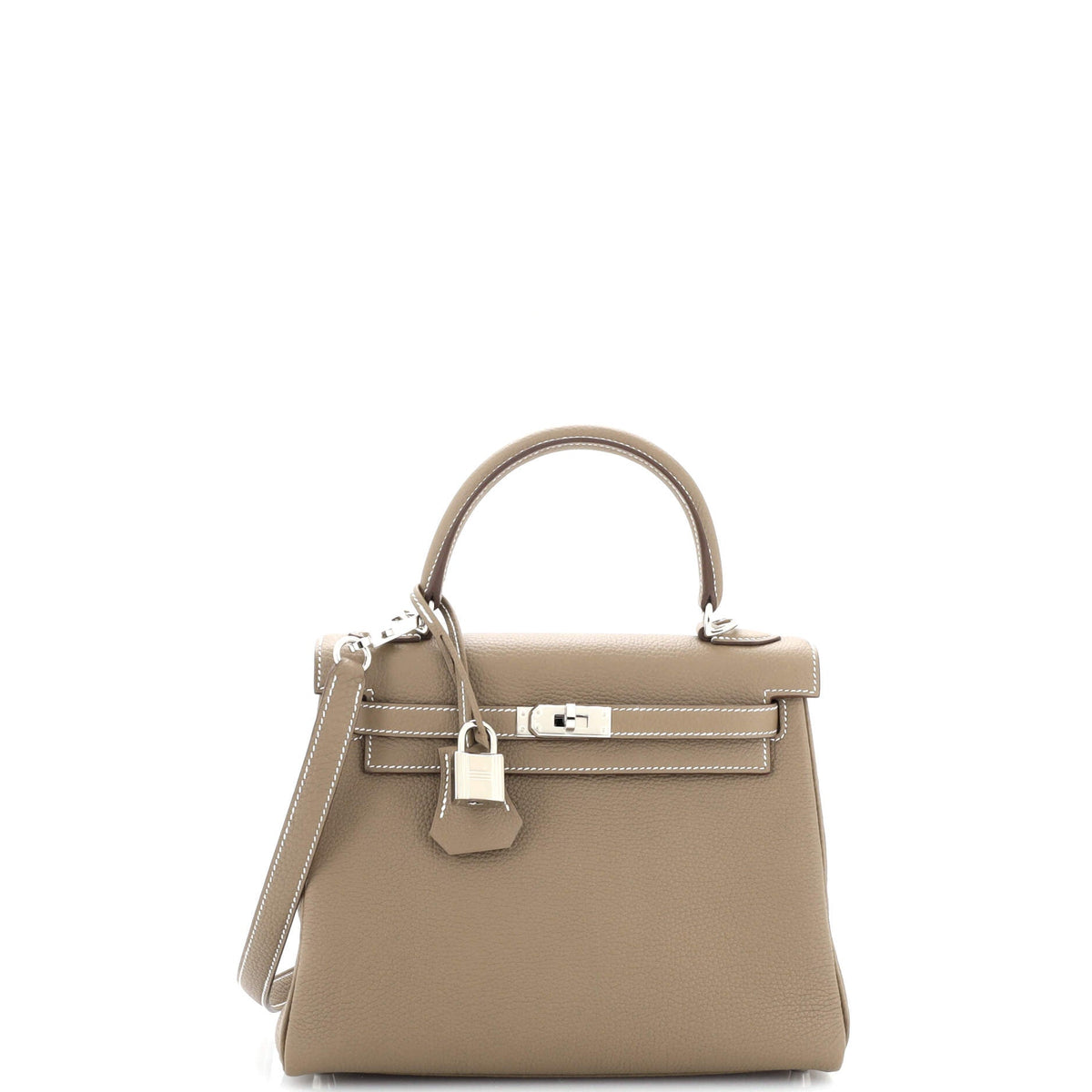 Hermès Kelly Handbag Grey Togo with Palladium Hardware 25