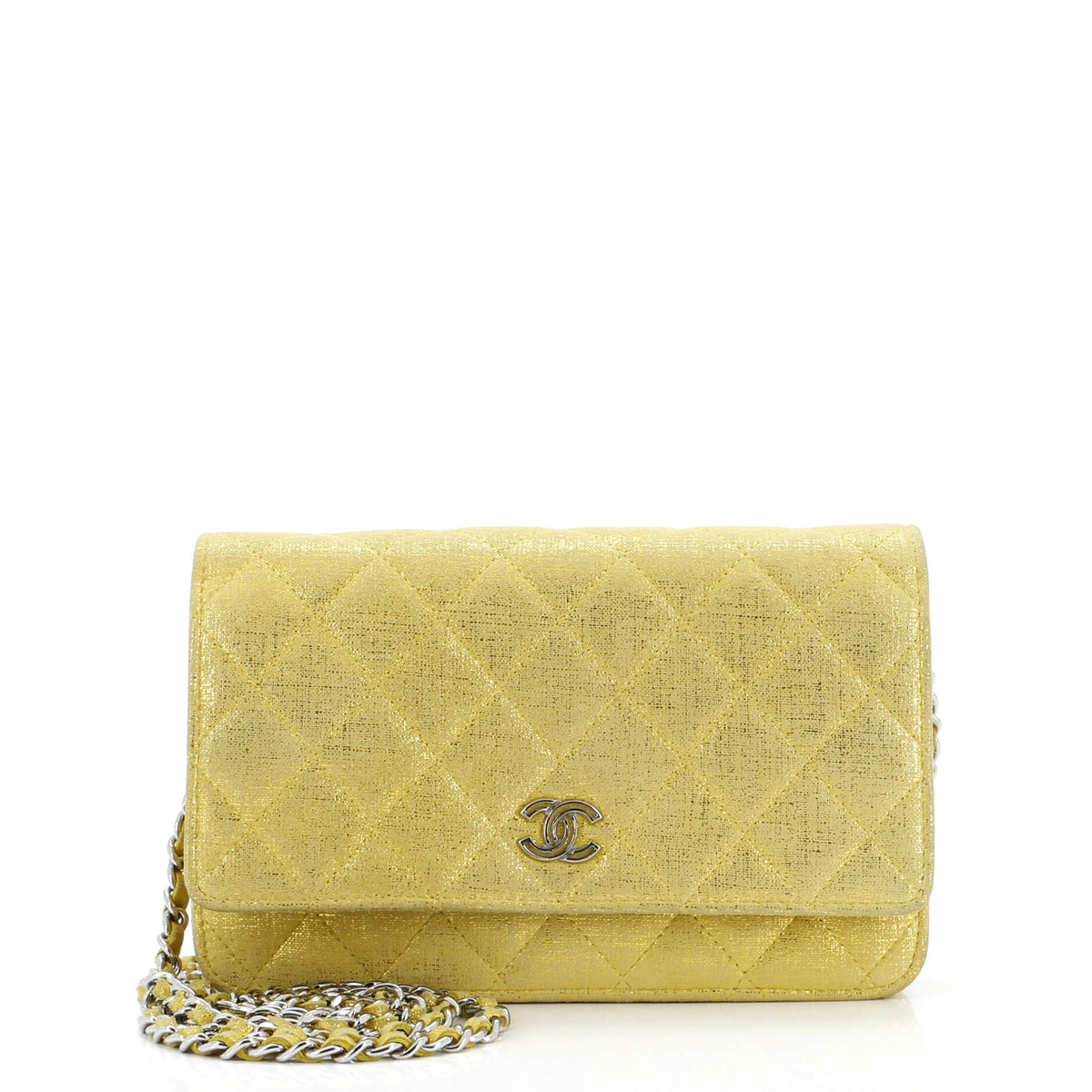 Chanel CHANEL Wallet on Chain Quilted Glitter Fabric