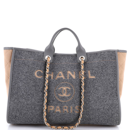 CHANEL Deauville Tote Wool Felt Large