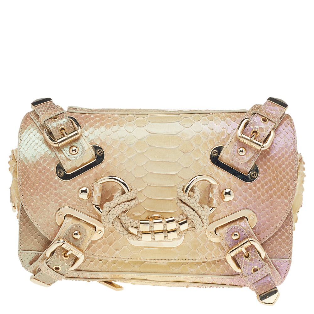 Multicolor Glazed Python Canyon Top Handle Bag