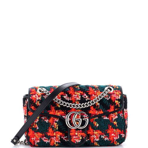 GUCCI GG Marmont Flap Bag Tweed Small