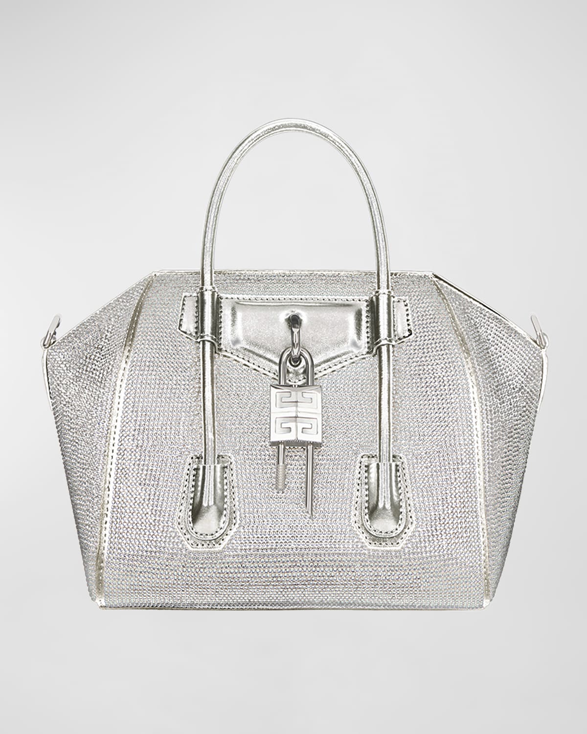 Givenchy Antigona Lock Mini-Tasche mit Griff oben aus Satin-Strass