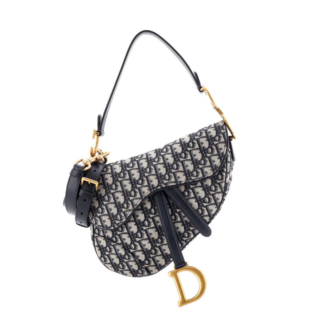 Christian Dior Saddle Handbag with Strap Oblique Canvas Medium