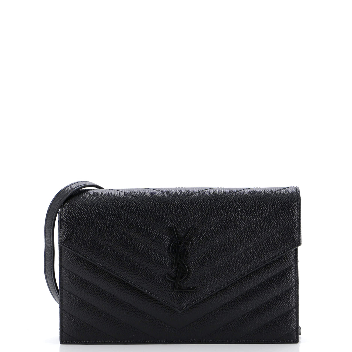 Saint Laurent Classic Monogram Wallet on Chain Matelasse Chevron Leather Small