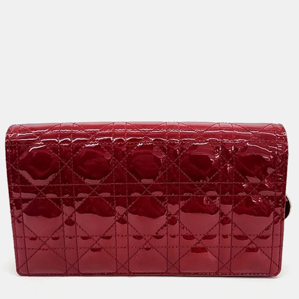 Dior Chanel Red Patent Leather Cannage Chain Crossbody Bag