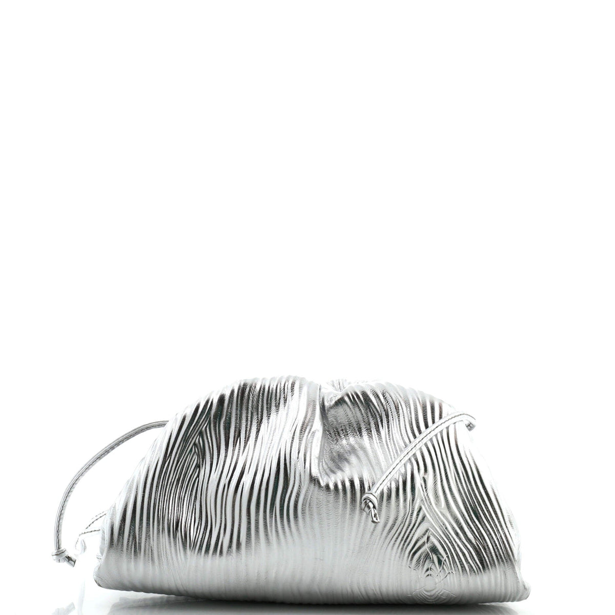 Bottega Veneta The Pouch Crinkled Metallic Leather Mini