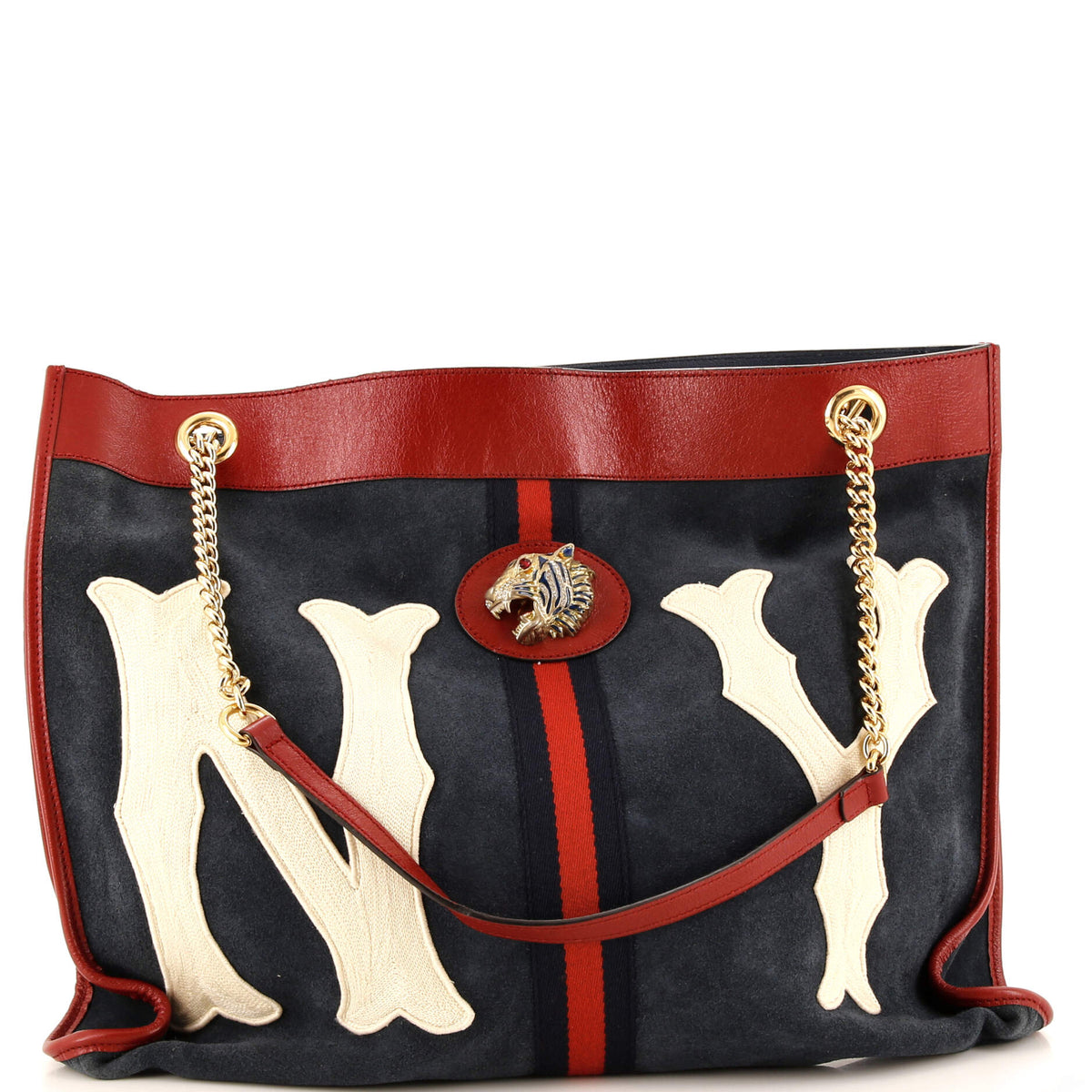 Gucci GUCCI Rajah Chain Tote Suede with Applique Large