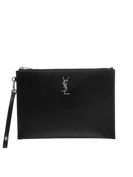 Saint Laurent Men's Ipad Leather Holder in Black | 6676860SX0E