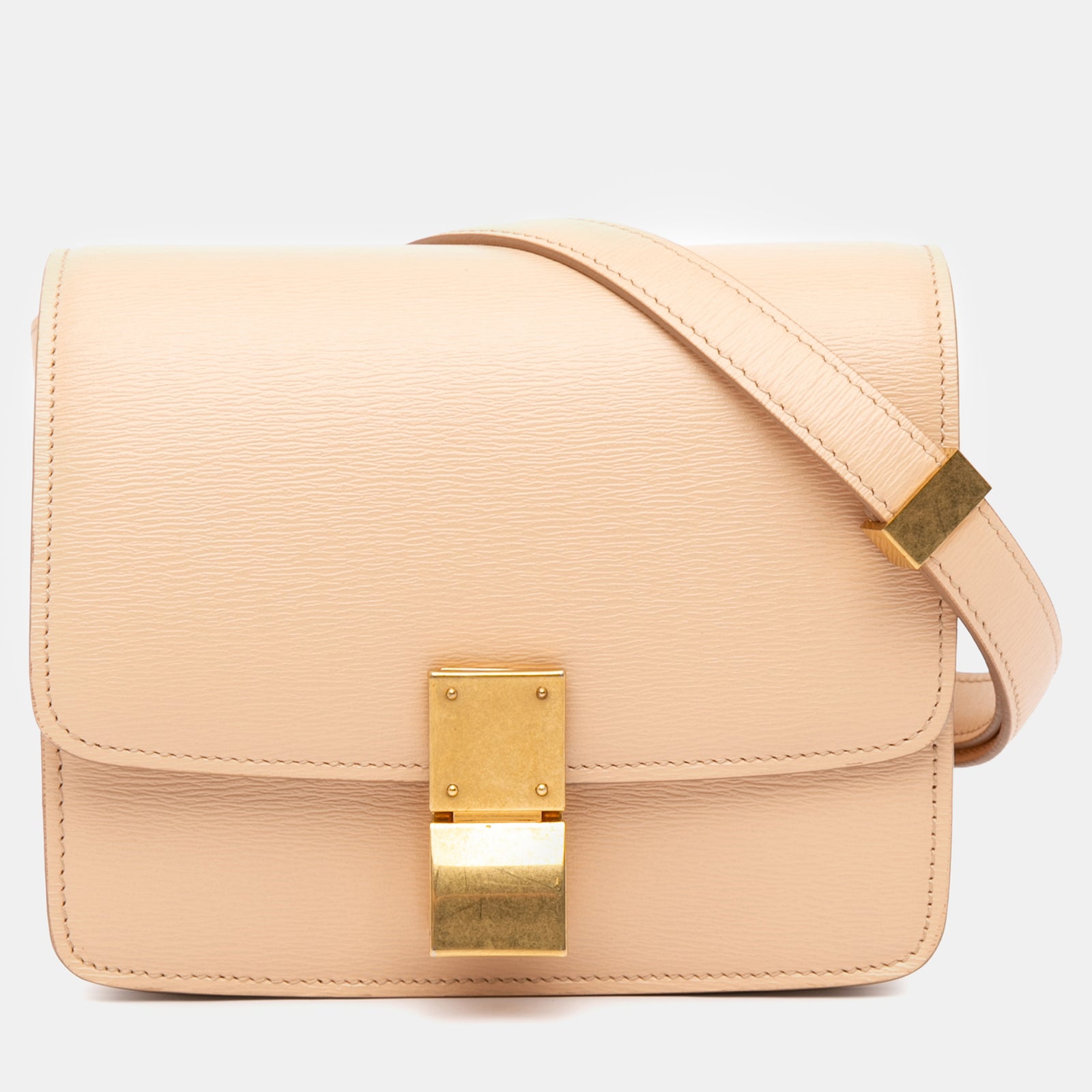 Celine Beige Leather Small Classic Box Shoulder Bag