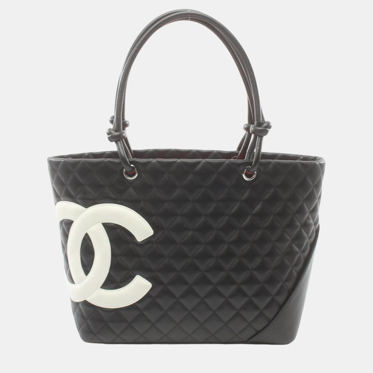 Chanel Black White Cambon Leather Line Large Tote Bag