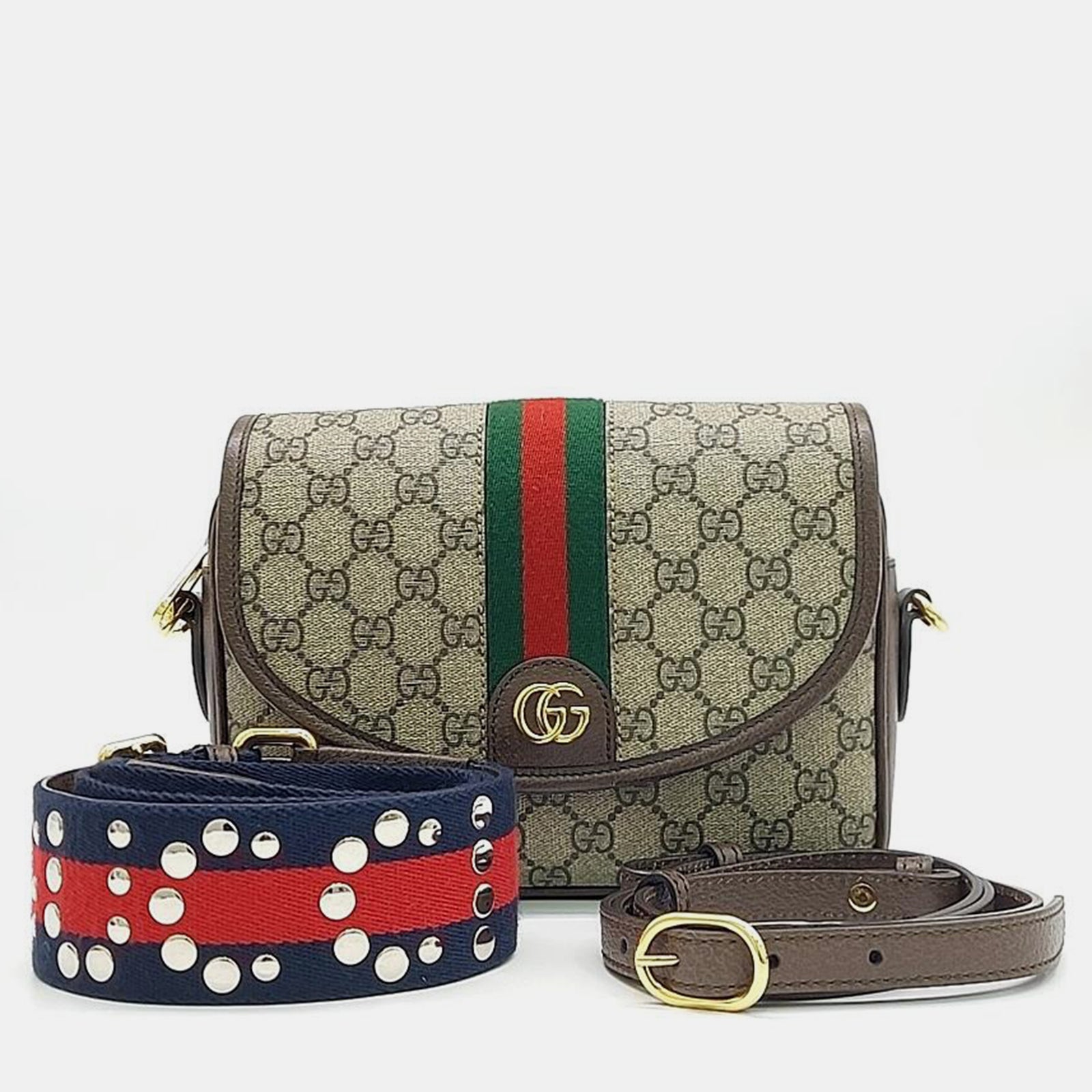 Gucci Beige/Brown GG Canvas Mini Ophidia Shoulder Bag