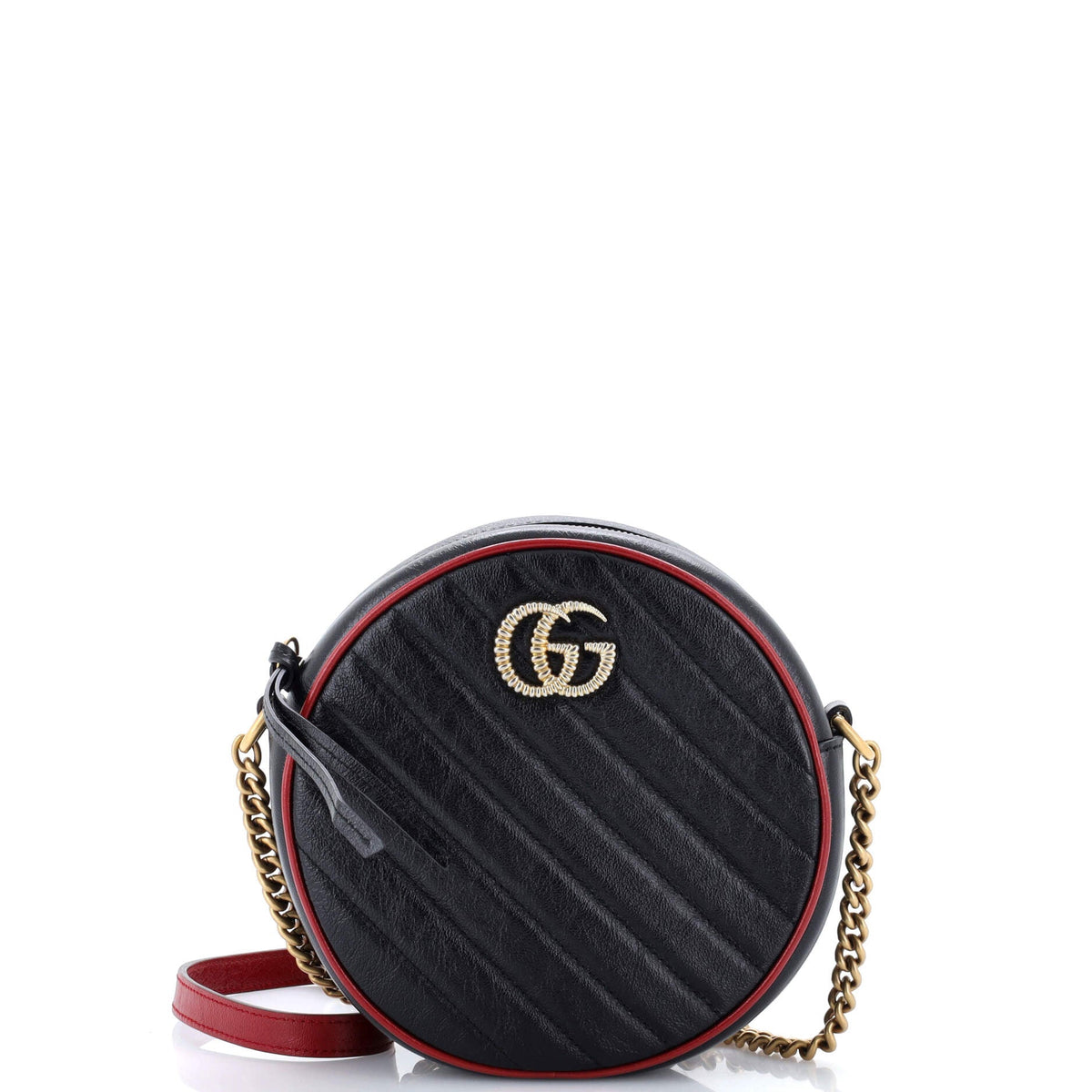 Gucci GUCCI GG Marmont Round Shoulder Bag Diagonal Quilted Leather Mini