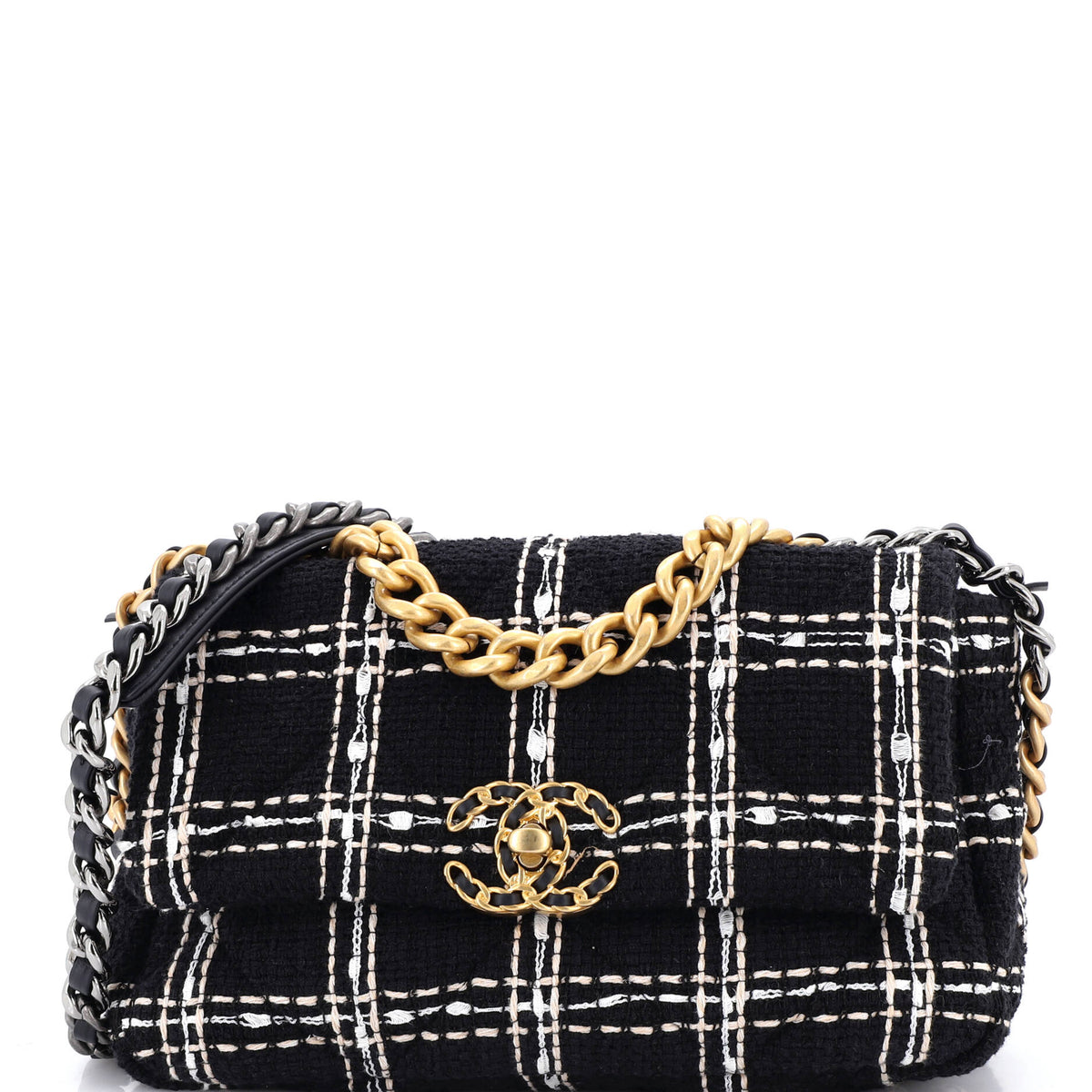 Chanel CHANEL 19 Flap Bag Quilted Tweed Medium