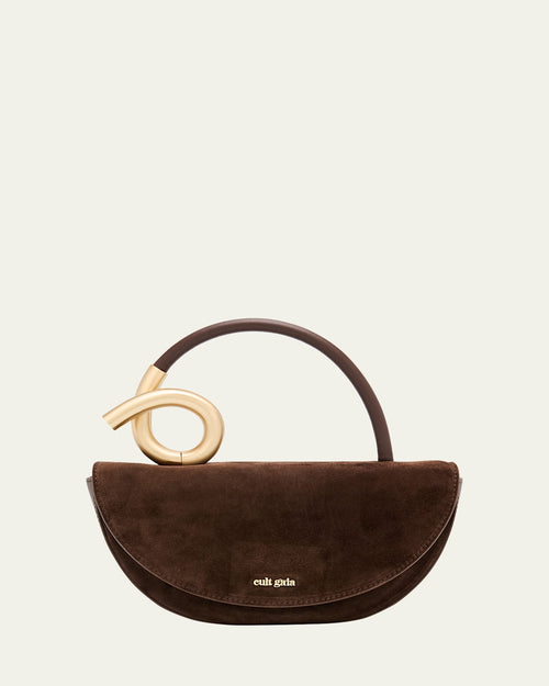 Azariah Half-Moon Suede Top-Handle Bag