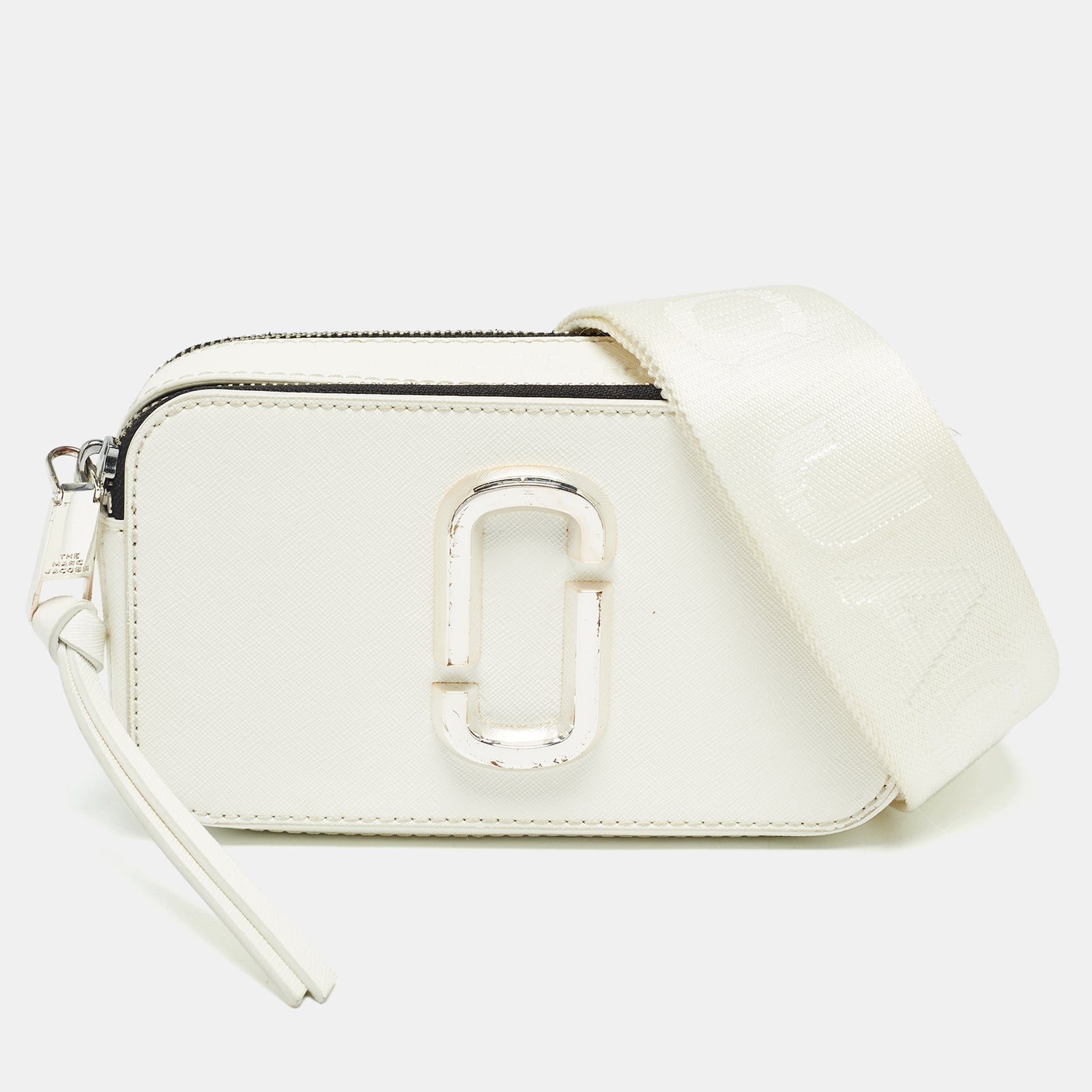 Marc Jacobs White Patent Leather Snapshot Crossbody Bag