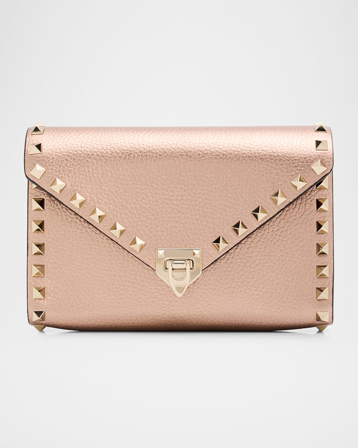 Valentino Rockstud Metallic Calfskin Leather Mini Clutch Bag