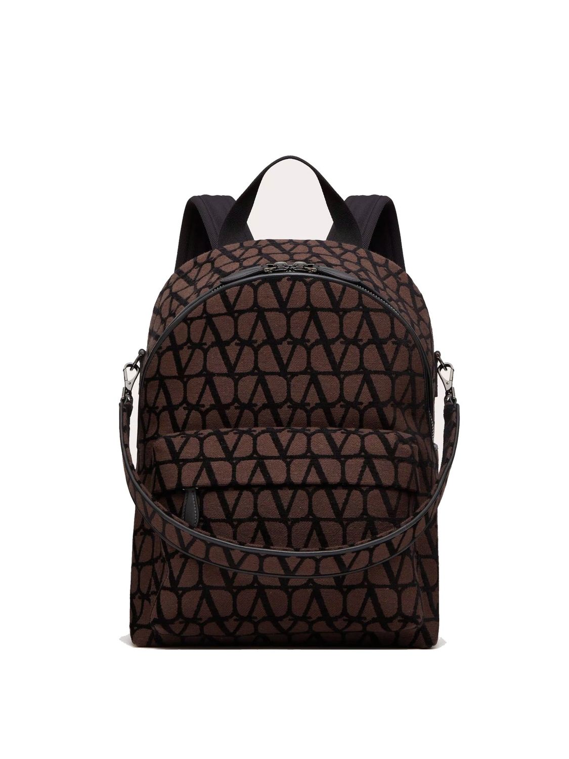 Valentino Men's Garavani - Toile Iconographe Fabric Backpack in Brown | 3Y2B0C25JXD Color U02