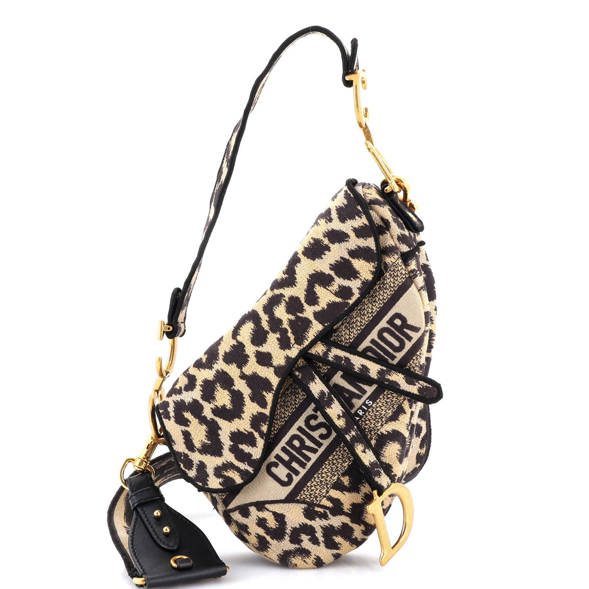 Christian Dior Saddle Handbag Mizza Embroidered Canvas Medium