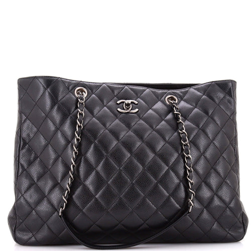 CHANEL Classic CC Shopping Tote Quilted Caviar Large